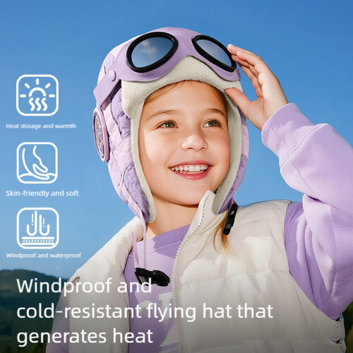 Ventilated Lined Permanent Childrens Winter Hat For-Light pink 2