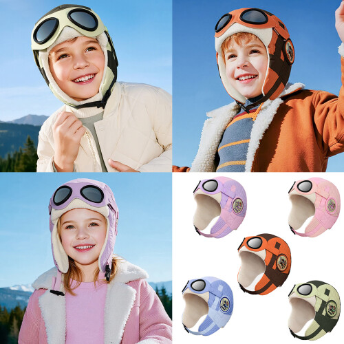 Ventilated Lined Permanent Childrens Winter Hat For-Light pink 2
