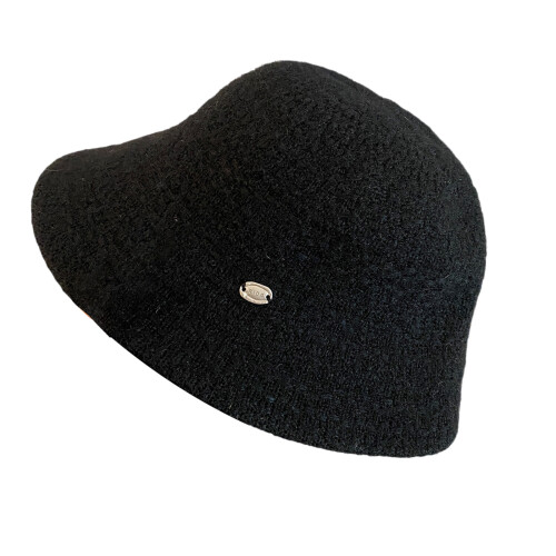 Wide Border Cotton Weave Bucket Hat Sun Protective Thin-Black M