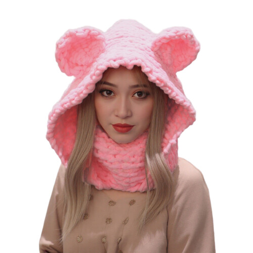 Chapeau d'hiver de protection pour le visage, écharpe-Rose