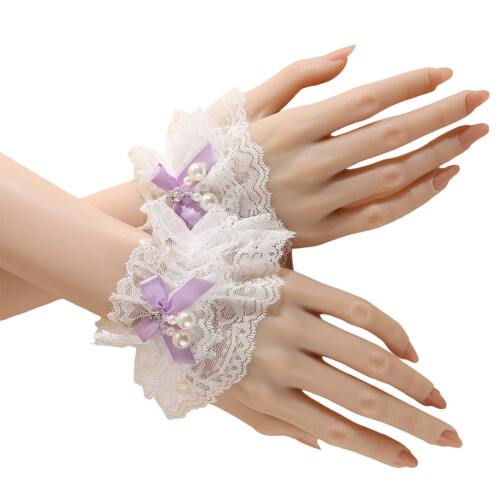 Manchette de poignet en dentelle transparente,-Violet