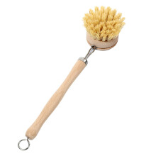 Thorough Cleaning Dish Brush with Natural Bristles, Reusable Scrubber Featuring Versatile and Practical Long Handle Design, Natural Wooden Handle for