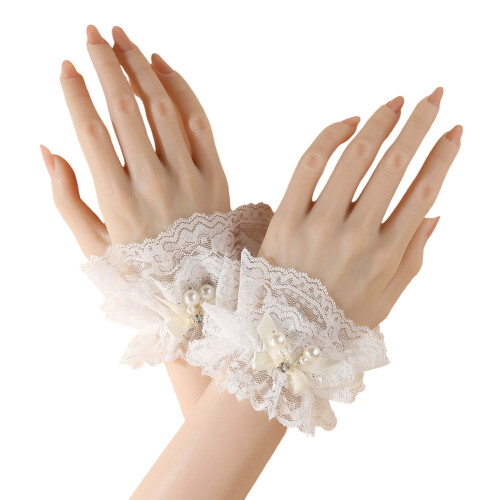 Manches en dentelle Anime élégantes, couvre-bras, Design-Crème