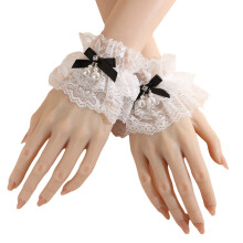 Manches de bras en dentelle élégantes avec des perles,-Noir