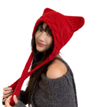 Kinder-Strickkopfwickel, verdickter Pullover, Ohrenmütze zum-Rot