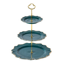 Reusable Dessert Stand Tiered Cupcake Stand, Elegant Green Ceramic Cake Stand For Tea Party Decorations And Special Occasions, Perfect For Weddings,
