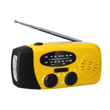 Emergency Flashlight Solar Panel Power Bank Radio Outdoor LED Torch Handheld Rechargeable Yellow