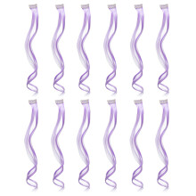 Extensiones de cabello sintético color lila, de fibra sintética, ideales para fiestas temáticas y belleza diaria. Fácil aplicación. Varios