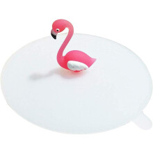 Silikone låg til drikkevarer, Flamingo figur, Fødevaregodkendt, Genanvendelig, Nem at rengøre, Holder varme drikke varme, Kolde drikke kolde, Te