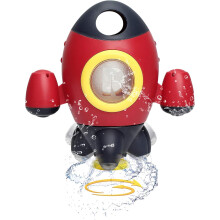 Giocattolo da bagno a spruzzo per neonati e bambini da 1 a 3 anni, realizzato in materiale ABS sicuro, con design a razzo spaziale e getto d'acqua