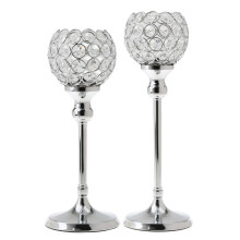 Crystal Candle Holders, Elegant Design With Handmade K9 Crystals, Rust Prevention, Nickel Plated Hardware For Home Decoration And Wedding Decor,
