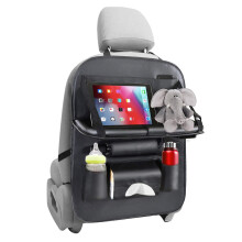Eleganter Auto-Rücksitz-Organizer, wasser- und schmutzabweisendes, hochwertiges PU-Leder, innovativer, faltbarer Tisch für vielseitige Verwendung,