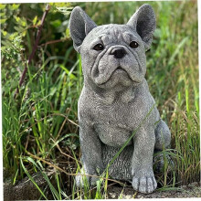 French Bulldog Statue, Handmade Rustproof Concrete Frenchie Gnome, Perfect for Dog Lovers and Fantasy Fans, Indoor Outdoor Use for Home Garden Decorat
