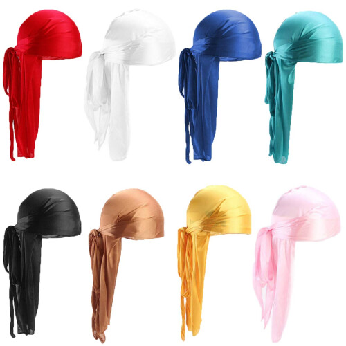 Σατέν Durag με εξαιρετικά μακριές ουρές, ύφασμα Moisture Tech για υγεία των μαλλιών, άνετο