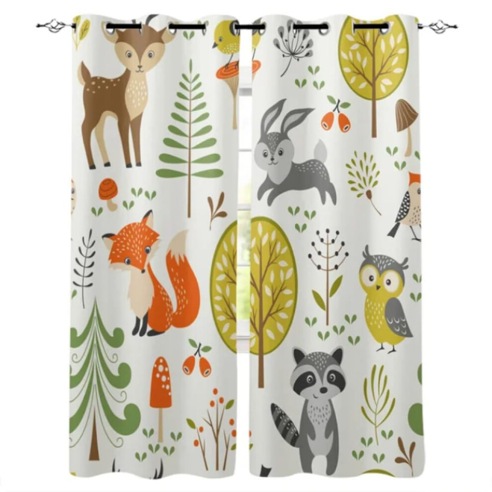 Jungle Animals Cartoon Giraffe Lion Children's Curtains 140x160cm