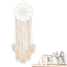 Macrame Dream Catchers, Large Dream Catcher Boho Wall Hanging with Feather Tassels, Handcrafted Home Decoration (Tassel White)