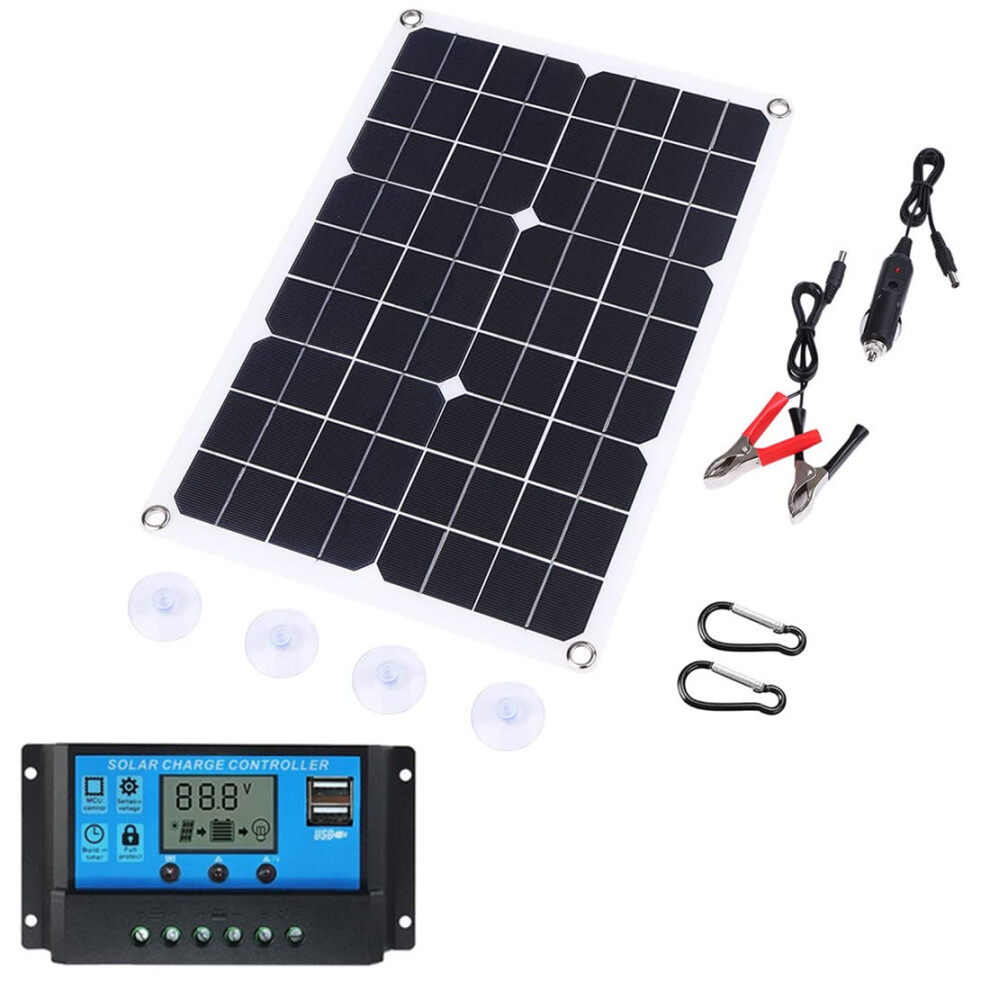 50W/80W/100W Solar Panel Kit, Flexible Monocrystalline, Charge Controller For 12V Car Batteries 80W 9412369322555