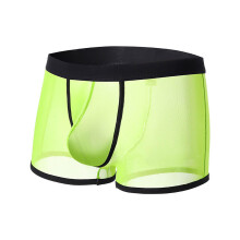 Men's Fine Mesh Underwear Elastic Briefs XL O Green, Transparent Soft Breathable Sports Underwear for Comfort and Style