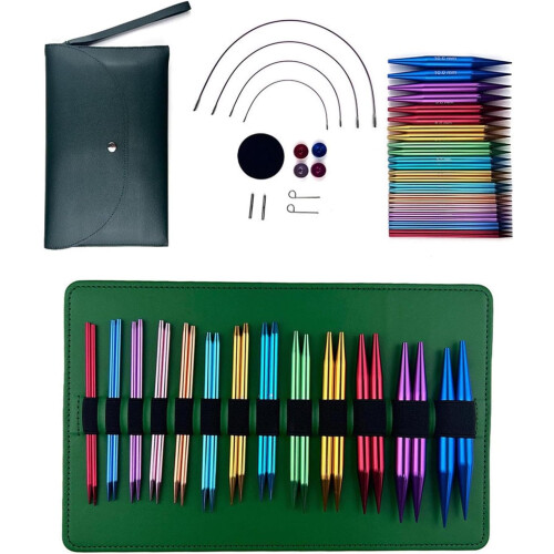 Pullover hand knitting tool accessory set for handmade aluminum, interchangeable knitting needle set with case Ref: 5061 1