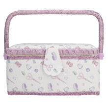 Sewing Box Organizer with Wide Storage and Builtin Pincushion, Fabric Basket for Beginners, Purple