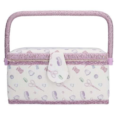 Portable Sewing Box,  Polyester Organizer for Needles, Scissors, Elegant Kit, Purple