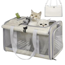Large Capacity Breathable Pet Carrier with Foldable Mesh Design and Shoulder Strap for Travel