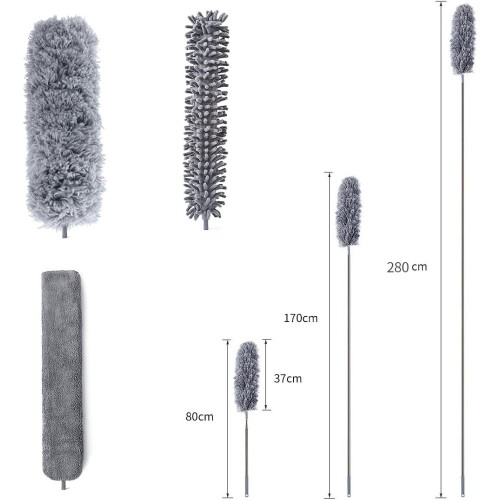 Effortless Dust Management, Adjustable Length Duster With Microfiber Head, Quick Setup For Immediate Cleaning 1