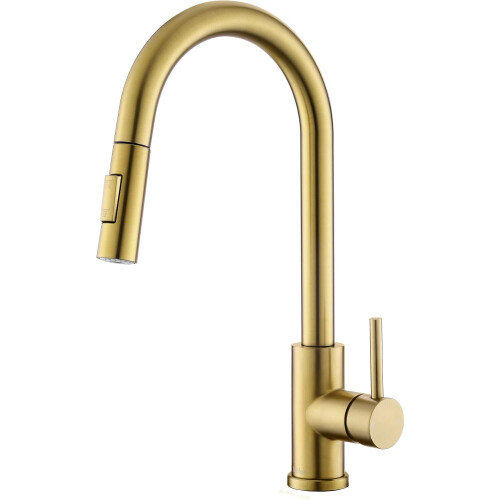 Luxurious Gold Kitchen Faucet, Dual-Function Pull-Down Sprayer, Easy DIY Installation for Any Sink Area (SUS304)