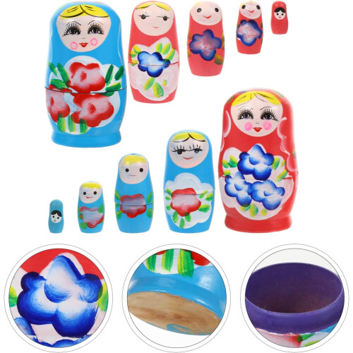 Αξιολάτρευτο σετ στοίβαξης Matryoshka, υψηλής ποιότητας φυσικό ξύλο πολύχρωμο 1