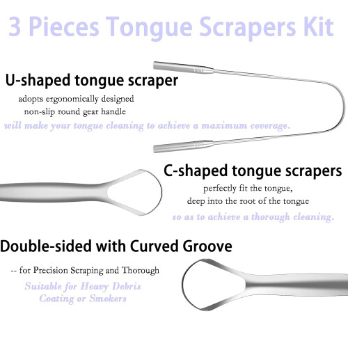 Oral Care Hero, Ξύστρα καθαρισμού γλώσσας από ανοξείδωτο ατσάλι σε σχήμα U για μείωση 1