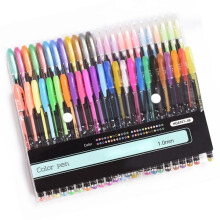 Set de 48 de pixuri cu gel cu sclipici și cerneală metalică pentru culori neon, stil pastel unic cu desen fin, prindere confortabilă cu cerneală
