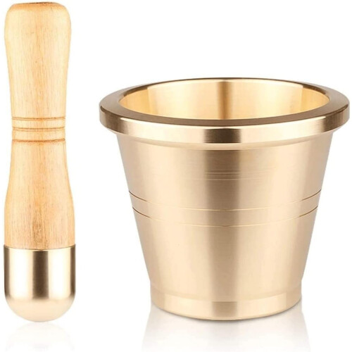 Granite Mortar and Pestle Set with Rustproof Solid Brass, Ergonomic Grip for Herbs Spices Garlic