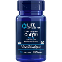 Life Extension, Super Ubiquinol CoQ10 s vylepšenou mitochondriální podporou, 100 mg, 60 Softgels