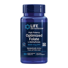 Life Extension, Optymalizowany Fola z wysoką skutecznością, 8,500 mcg DFE, 30 Vegetarian tabletek