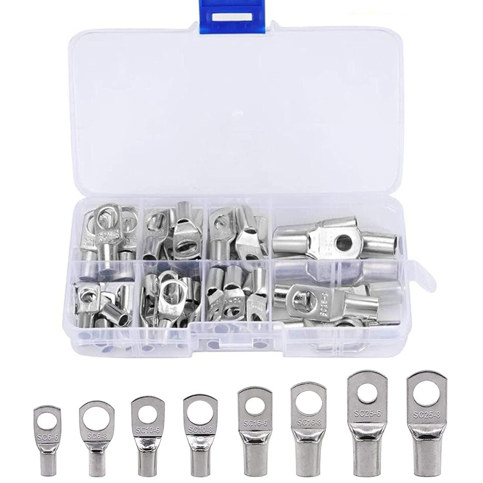 60Pcs Heavy Duty Tinned Copper Battery Cable Lugs Sc Ring Terminals Corrosion Resistant Set 9189345071850