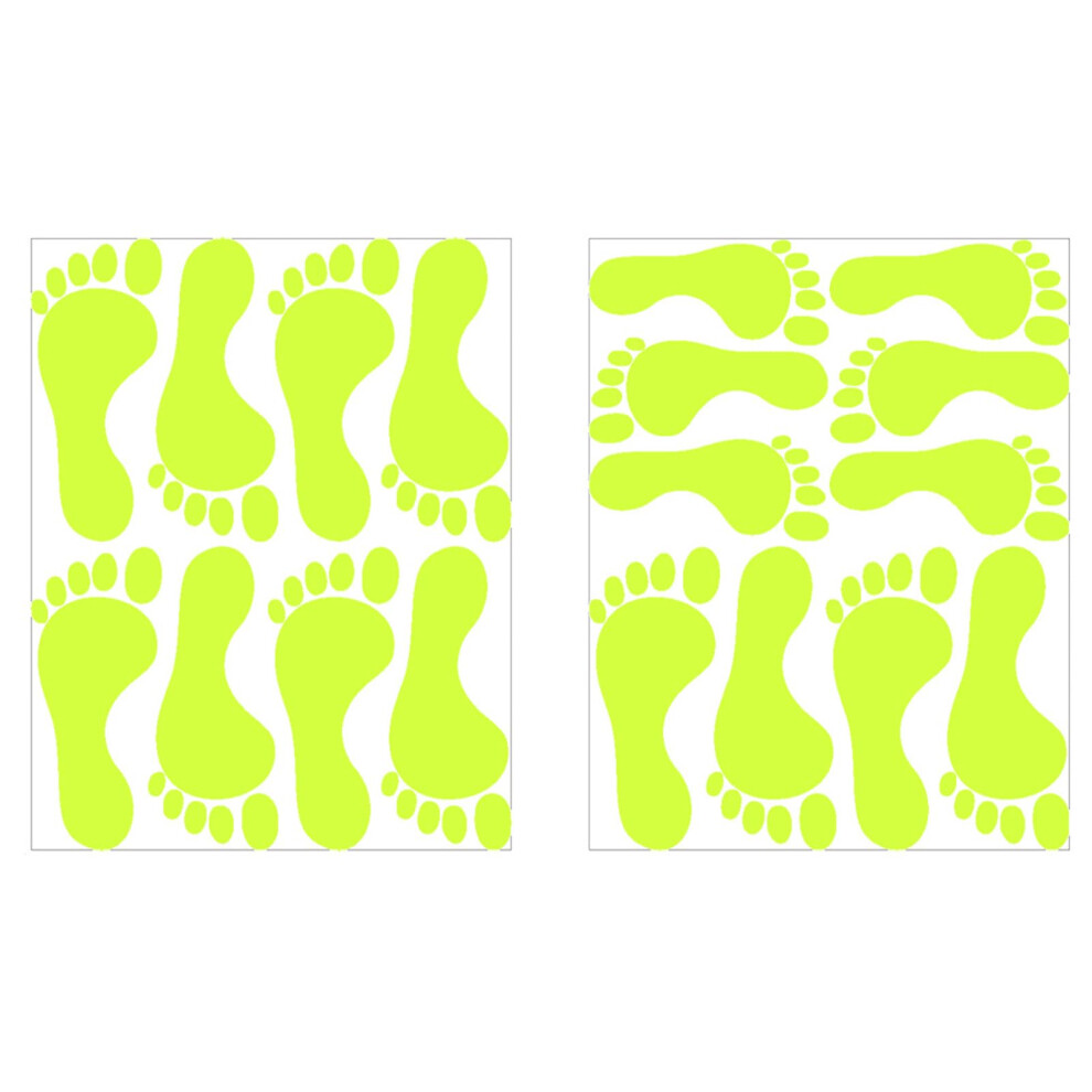 Glow in The Dark Footprints Floor Decals Stickers - 2 Sheets of Glow-in-the-Dark Footprint Decorative Stickers for Kids Room Ceiling Decor