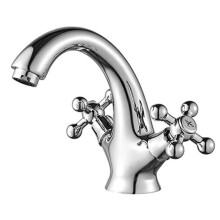 Premium Solid Brass Bathroom Faucet with Brushed Nickel Finish, Brushed Nickel Finish Precise Water Temperature Control, Double Cross Handle Bathroom