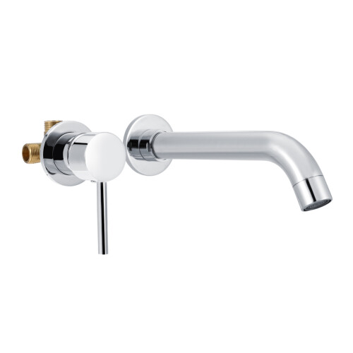 Solid Brass Wall Mounted Faucet, Extra Long Spout With High Flow, Easy Turn Handles And Ceramic Valve Core 1
