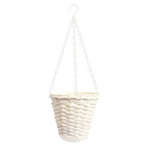 Durable Plastic Planters with Self Watering Design, Elegant White Hanging Flower Baskets for Indoor Outdoor Wall Ceiling and Garden Decoration