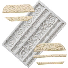 Stampo in silicone con riccioli in stile barocco per uso multiuso, stampi per fondente dal design vintage, resistenti al calore, materiale in