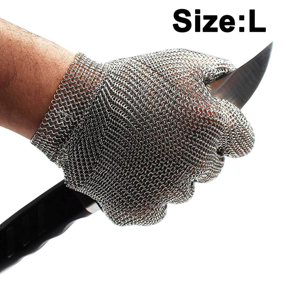 Flexible Stainless Steel Mesh Gloves, Ambidextrous Fit, Adjustable Wrist Clasp For Kitchen Safety 9441426471943