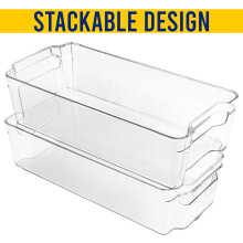 Neat Organizer For Kitchen Countertops, Ultra Strong Pull-Out Handles, Shatterproof Plastic Stackable Solution