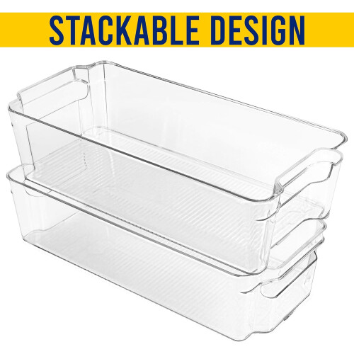 Neat Organizer For Kitchen Countertops, Ultra Strong Pull-Out Handles, Shatterproof Plastic Stackable Solution