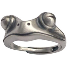 Tierring mit Retro-Charme, exquisites Froschmotiv, modisches Accessoire, verstellbarer offener Ring, Vintage-Ring aus versilbertem Metall mit
