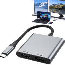 USB C to Dual HDMI Adapter Docking Station 4K @ 60Hz for Laptop HP Dell Surface Lenovo Thinkpad MacBook Pro Air and More