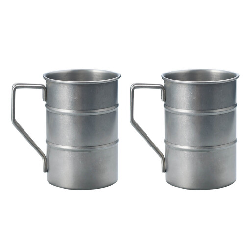 Tasses de camping en acier traditionnelles simples,-Argent
