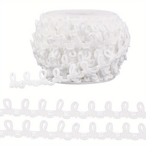 Roll of 20Yard Collar Button Fasteners Elastic Button-White