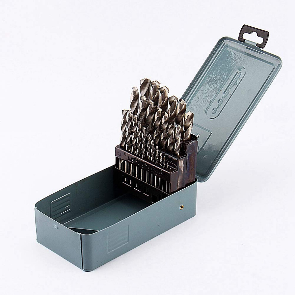 Hss Twist Drill Bit Set 25Piece 113Mm With Metal Storage Case For Cast Iron And Alloyed Material 9347817578133