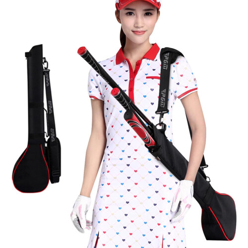 Golf Carry Bags, Foldable Mini Soft Racket Bag with Shoulder Strap (Black Silver) 1