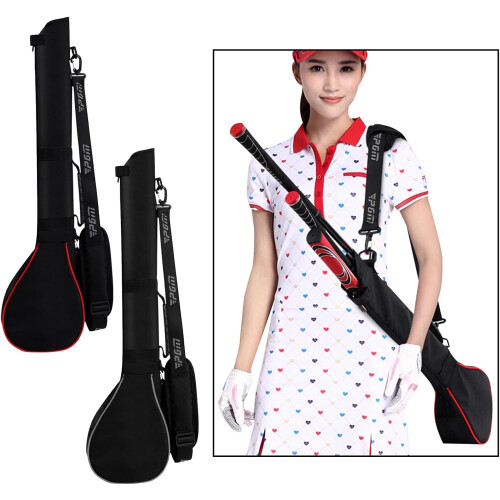 Golf Carry Bags, Foldable Mini Soft Racket Bag with Shoulder Strap (Black Silver) 2